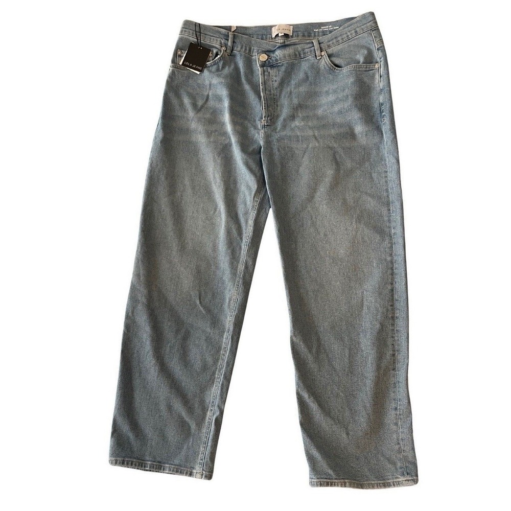 Lola Jeans Baker-LS High Rise Crossover Wide Leg Jeans Light Wash SZ 34 | 18 NEW